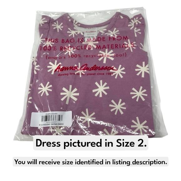 Holiday Long Sleeve Swing Dress. “Snowflakes on Orchid Haze.” Size 4. - Picture 6 of 6